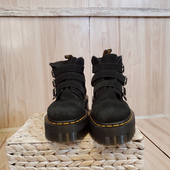Dr. Martens X Lazy Oaf RARE  Black Buckle Boot Lo Suede Ankle Boots Size 7 - Picture 3 of 7